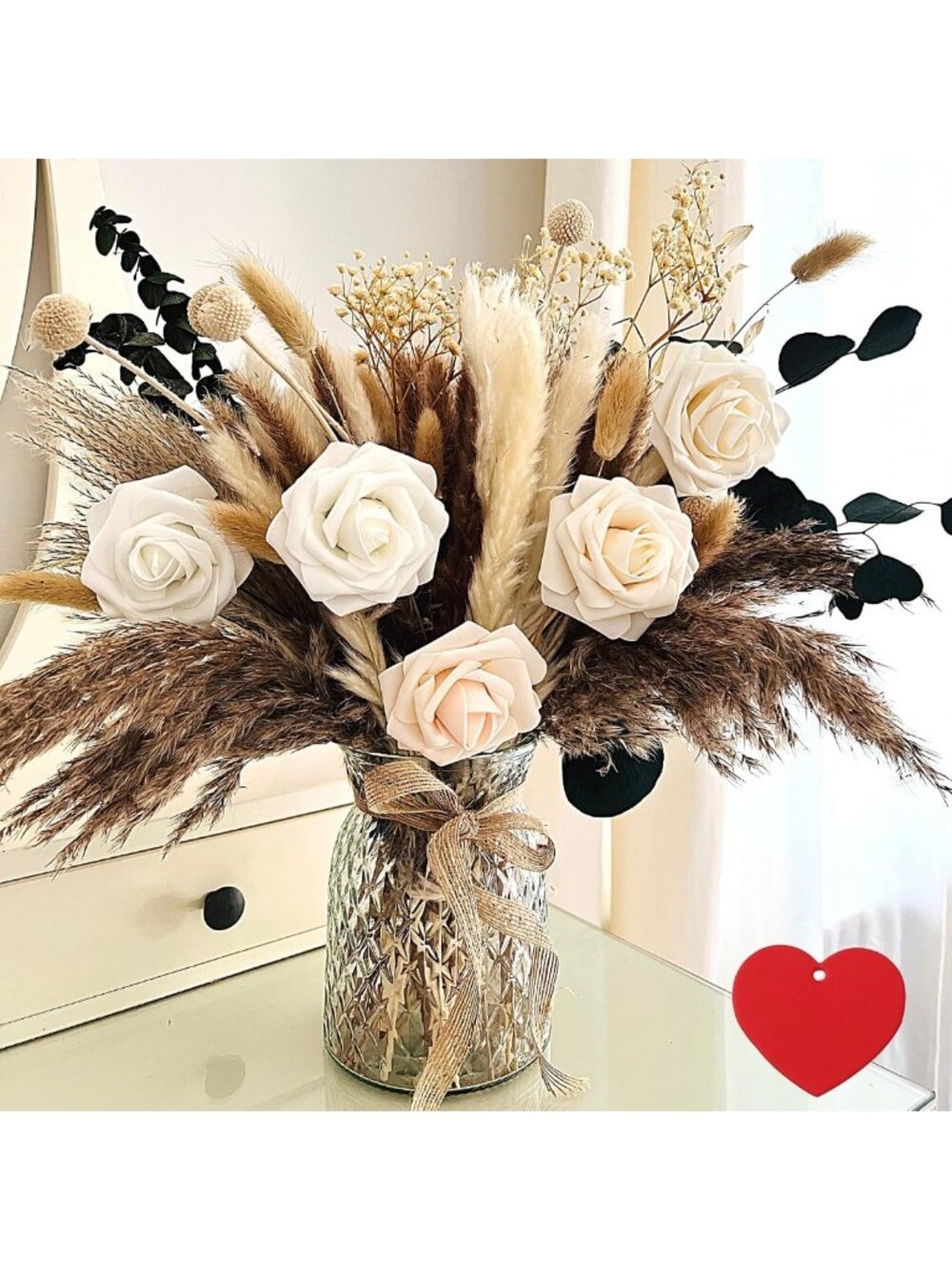 100pcs Artificial Flower Arrangement with Vase - Elegant Dining Table